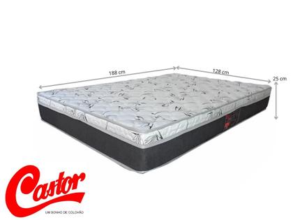 Imagem de Conjunto Cama Box Baú Casal Viúva + Colchão de Molas Castor Class  128x188x67 - Ideal para Quartos Estreitos 