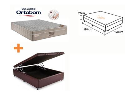 Imagem de Conjunto Cama Box Baú Casal Viúva + Colchão Ortobom Airtech Molas Ensacadas 128x188x72 