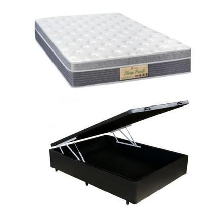 Imagem de Conjunto Cama Box Baú Casal Viúva  + Colchão Sankonfort Sleep Fresh 128x188x72 (Linha de Molas Ensacadas Confortável) 