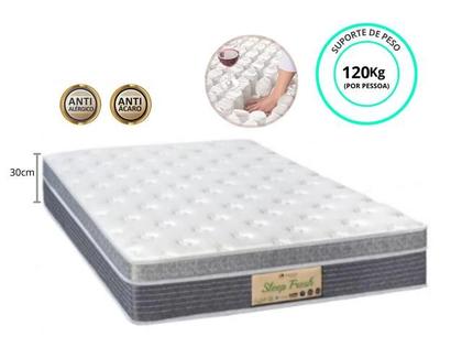 Imagem de Conjunto Cama Box Baú Casal Viúva + Colchão Sankonfort Sleep Fresh Molas Ensacadas 128x188x72 (Ideal para quartos pequenos)