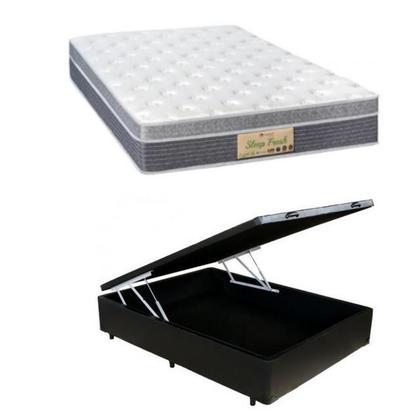 Imagem de Conjunto Cama Box Baú Casal Viúva + Colchão Sankonfort Sleep Fresh Molas Ensacadas 128x188x72 (Ideal para quartos pequenos)