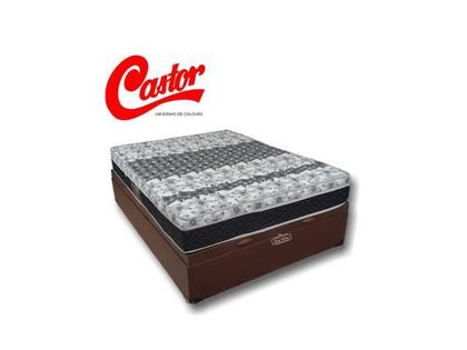 Imagem de Conjunto Cama Box Baú Casal Viúva Jadmax + Colchão Castor Molas Class 128x188x67 (Largura menor ideal para espaços pequenos)