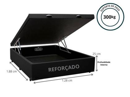 Imagem de Conjunto Cama Box Baú Casal Viúva Jadmax + Colchão Castor Molas Class 128x188x67 (Largura menor ideal para espaços pequenos)