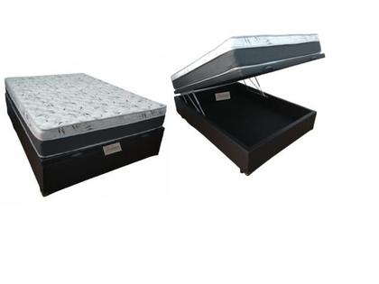 Imagem de Conjunto Cama Box Baú Casal Viúva Medida Especial + Colchão Castor de Molas  120x203x67