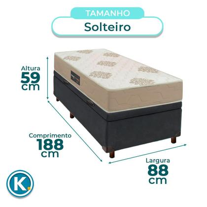 Imagem de Conjunto Cama Box Bau Com Colchão Solteiro Inova D33 Inovaflex - Cinza