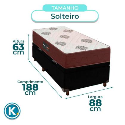 Imagem de Conjunto Cama Box Bau Com Colchão Solteiro Inova D45 Inovaflex - Preto