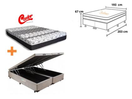Imagem de Conjunto Cama Box Baú  Jadmax Casal King  + Colchão Castor Molas Class 193x203x67