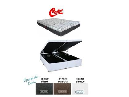 Imagem de Conjunto Cama Box Baú King Size Jadmax + Colchão Castor Class 193x203x67