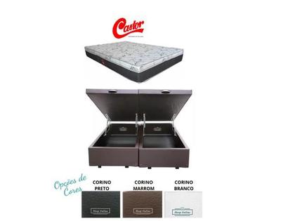 Imagem de Conjunto Cama Box Baú King Size Jadmax + Colchão Castor Class 193x203x67