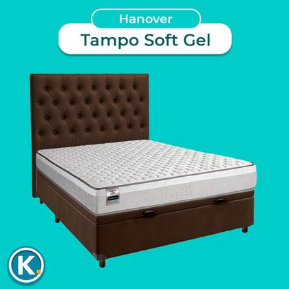 Imagem de Conjunto Cama Box Bau Marrom Casal + Colchão Molas Ensacadas Hanover Inducol + Cabeceira