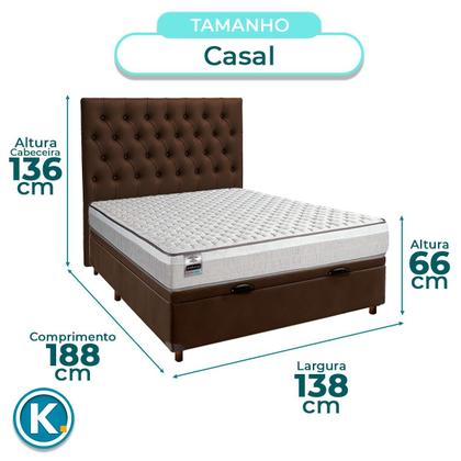 Imagem de Conjunto Cama Box Bau Marrom Casal + Colchão Molas Ensacadas Hanover Inducol + Cabeceira