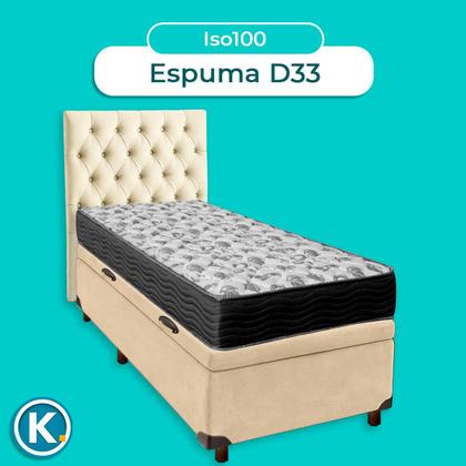 Imagem de Conjunto Cama Box Bau Perola Solteiro + Colchão D33 Iso100 Ortobom + Cabeceira