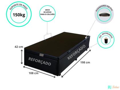 Imagem de Conjunto Cama Box Baú Solteiro King Medida Especial + Colchão Ortobom Iso Superpocket 108x198x67 (Camas Funcionais)