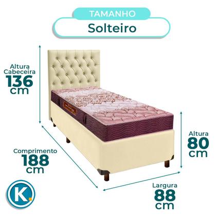 Imagem de Conjunto Cama Box Bege Solteiro + Colchão D26 Ortophedic Sankonfort + Cabeceira