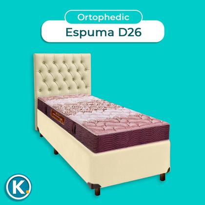 Imagem de Conjunto Cama Box Bege Solteiro + Colchão D26 Ortophedic Sankonfort + Cabeceira