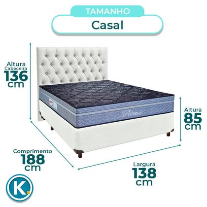 Imagem de Conjunto Cama Box Branco Casal + Colchão Molas Ensacadas Petrus Paropas + Cabeceira