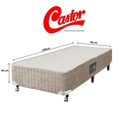 Imagem de Conjunto Cama Box c/ Colchão Castor Premium Tecnopedic Solteiro King 96x203x70 - Cama Resistente até 130kg