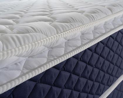 Imagem de Conjunto Cama Box c/ Molas Ensacadas Lagras Azul Queen 158x198x66