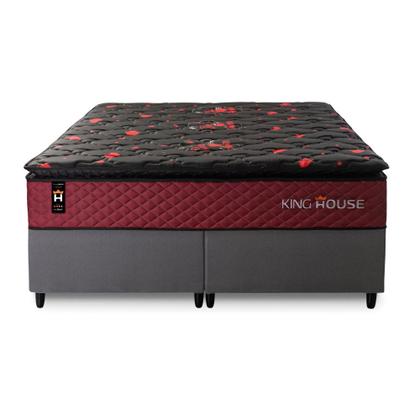 Imagem de Conjunto Cama Box c/ Molas Ensacadas Toronto Vermelho Queen 158x198x66