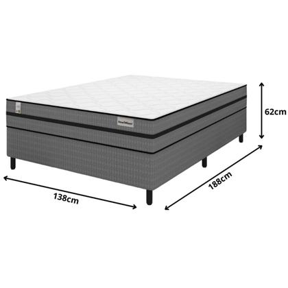 Imagem de Conjunto Cama Box Casal Com Colchão de Molas Ensacadas Plumatex 138x188x50cm Conforto Intermediário Hipoalergênico Antiácaro Suporta 110kg por Pessoa