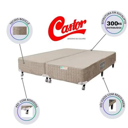 Imagem de Conjunto Cama Box Casal King Castor + Colchão de Molas Premium 193x203x70 (Linha de Cama Box Alto Padrão)   