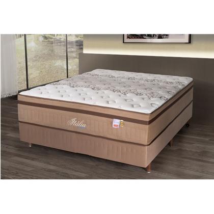 Imagem de Conjunto Cama Box+ Colchão Casal Mola ENSACADA Itália 138x188x71cm