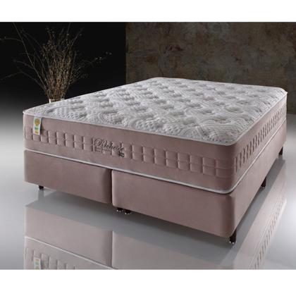Imagem de Conjunto Cama Box Colchão Queen Richesse Molas Ensacadas 158x198x70cm Rosa Branco Megasul