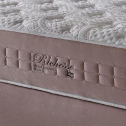 Imagem de Conjunto Cama Box Colchão Queen Richesse Molas Ensacadas 158x198x70cm Rosa Branco Megasul