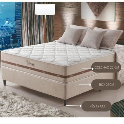Imagem de Conjunto Cama Box + Colchão Queen Size 150X200X59cm Molas Ensacadas Classic - Anjos - Megasul