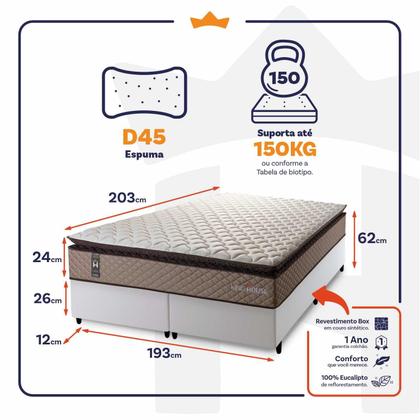 Imagem de Conjunto Cama Box Espuma Atlanta Bege King 193x203x62