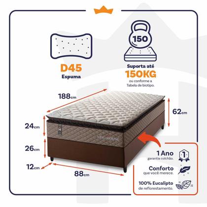 Imagem de Conjunto Cama Box Espuma Atlanta Bege Solteiro 88x188x62