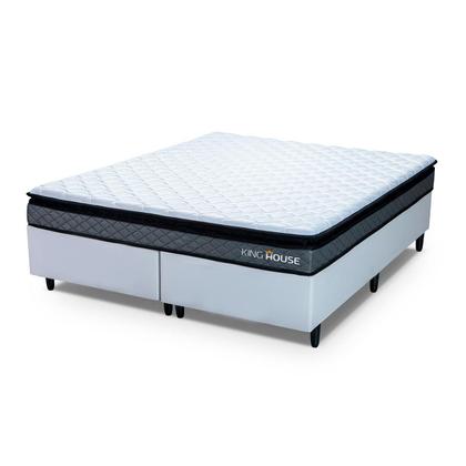 Imagem de Conjunto Cama Box Espuma Chicago Cinza King 193x203x57