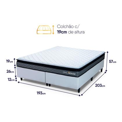 Imagem de Conjunto Cama Box Espuma Chicago Cinza King 193x203x57