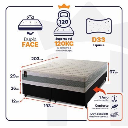 Imagem de Conjunto Cama Box Espuma Oxford Verde King 193x203x67