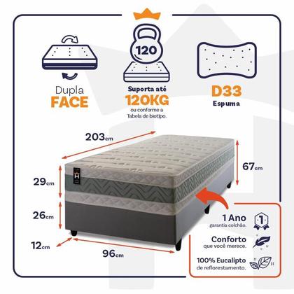 Imagem de Conjunto Cama Box Espuma Oxford Verde Solteiro 96x203x67