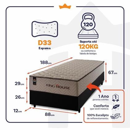 Imagem de Conjunto Cama Box Espuma San Diego Bege Solteiro 88x188x67