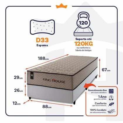 Imagem de Conjunto Cama Box Espuma San Diego Bege Solteiro 96x203x67