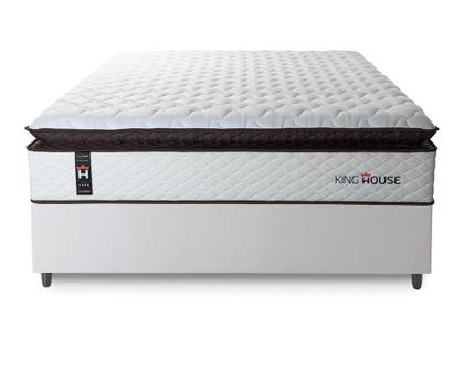 Imagem de Conjunto Cama Box Espuma San Diego Branco Casal 138x188x67
