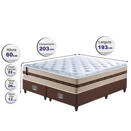 Imagem de Conjunto Cama Box King (Colchão + Box) de Molas Ensacadas Cama inBox Smart 193x203x60 Bege