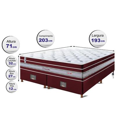 Imagem de Conjunto Cama Box King de Molas Ensacadas Cama inBox Select Euro Soft 193x203x71 Vinho