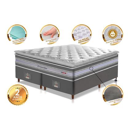 Imagem de Conjunto Cama Box King de Molas Ensacadas D33 com Pillow TOP Cama inBox Select 193x203x70 Cinza
