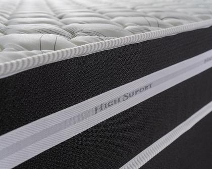 Imagem de Conjunto Cama Box King Size Durham 193x203x60 Preto/Branco c/ Molas Ensacadas