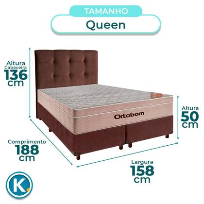 Imagem de Conjunto Cama Box Marrom Queen + Colchão Molas Ensacadas Airtech Ortobom + Cabeceira