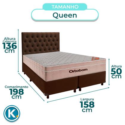 Imagem de Conjunto Cama Box Marrom Queen + Colchão Molas Ensacadas Airtech Ortobom + Cabeceira