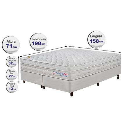 Imagem de Conjunto Cama Box Queen Molas Ensacadas com Espuma Viscoelástico Cama inBox Wonderful 158x198x71