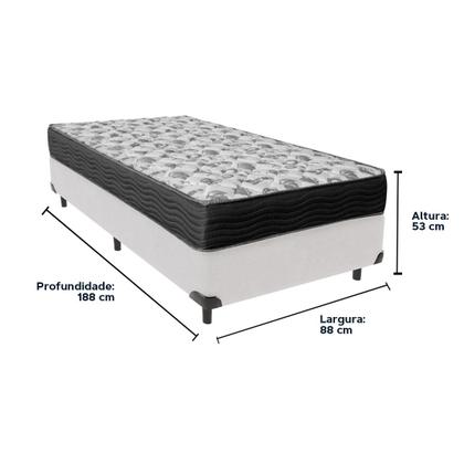 Imagem de Conjunto Cama Box Solteiro Branca e Colchão D33 Ortobom