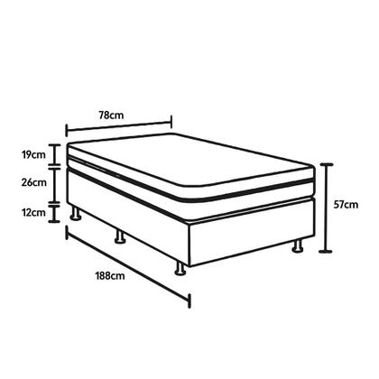 Imagem de Conjunto Cama Box Solteiro Espuma D33 Chicago One Face 78x188 Cinza - King House