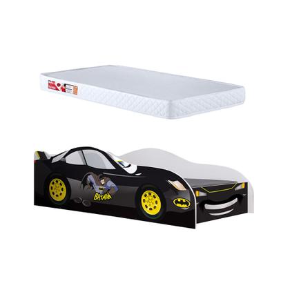Imagem de Conjunto Cama Carro Infantil Personagens Mdf com Colchão - Preto