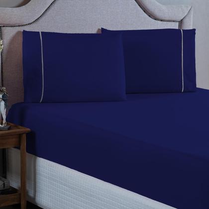 Imagem de Conjunto Cama Casal 400 Fios Lençol com Elástico Fronha Ponto Palito 3 peças