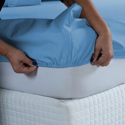 Imagem de Conjunto Cama Casal 400 Fios Lençol com Elástico Fronha Ponto Palito 3 peças